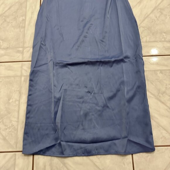 NWT WeWoreWhat Revolve Blue Slate Periwinkle Satin Midi Cowl Neck Dress Size 0 - Picture 6 of 12